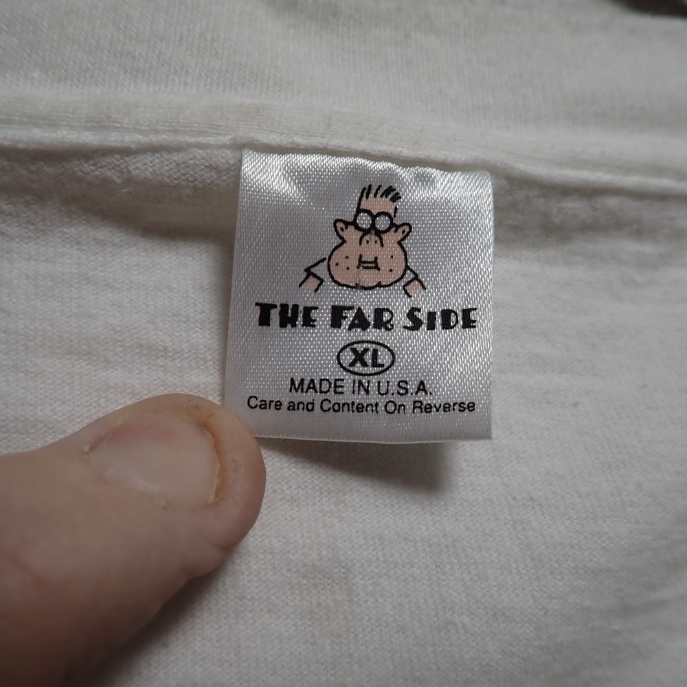 Vintage 1986 The Far Side Gary Larson Bummer of a Birthmark T-Shirt XL White USA - Picture 6 of 9